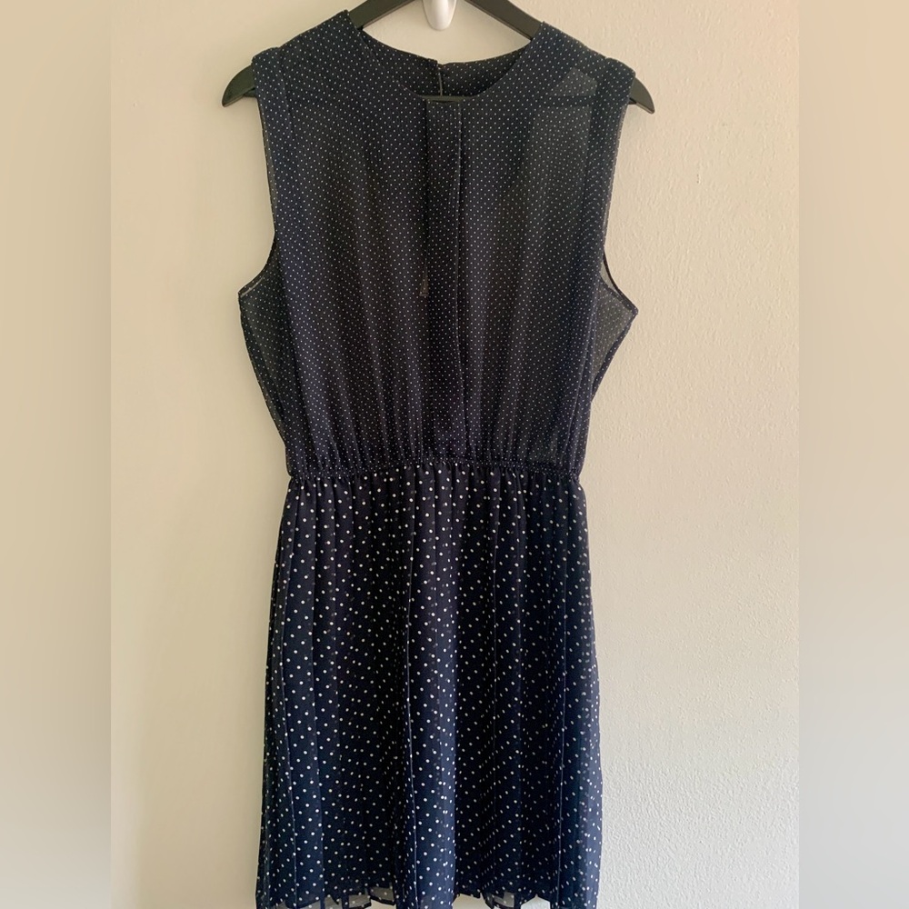 Anthropologie “O by Organic” Navy polka dot dress